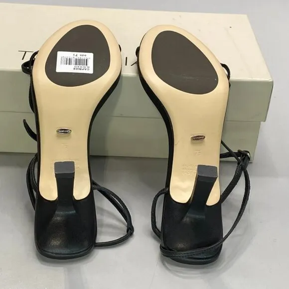 Tony Bianco Caprice Heeled Sandals – Women’s Size 7.5W – Black Kid Leather –
