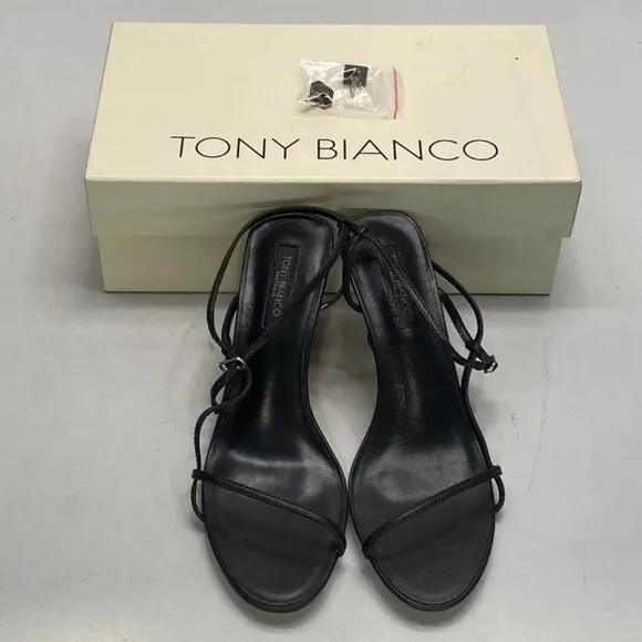 Tony Bianco Caprice Heeled Sandals – Women’s Size 7.5W – Black Kid Leather –