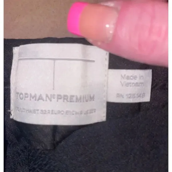 Topman Premium Men's black Slim Fit Dress Pants Adjustable Waist 32/32