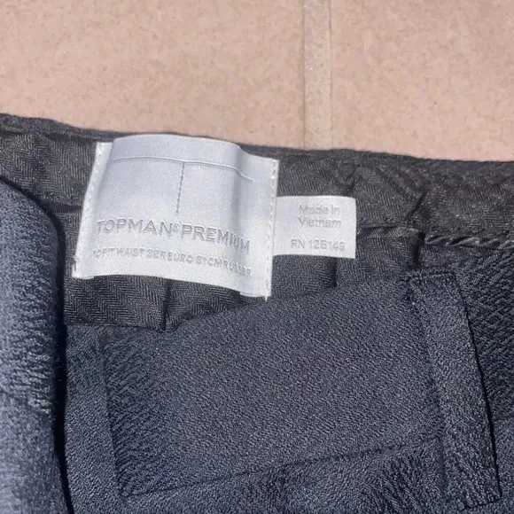 Topman Premium Men's black Slim Fit Dress Pants Adjustable Waist 32/32