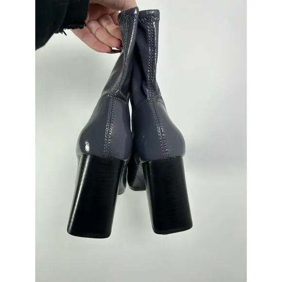 TOPSHOP Brody Retro Grey Faux Leather Stretch Ankle Bootie 6.5 NWT
