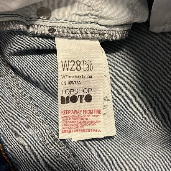 Topshop Moto Dree Fringe Frayed Hem Cropped Jeans Blue Medium Wash Denim Size 28