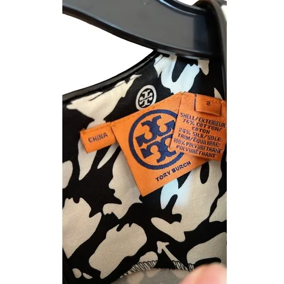 Tory Burch black and white sleeveless print dress, size 2