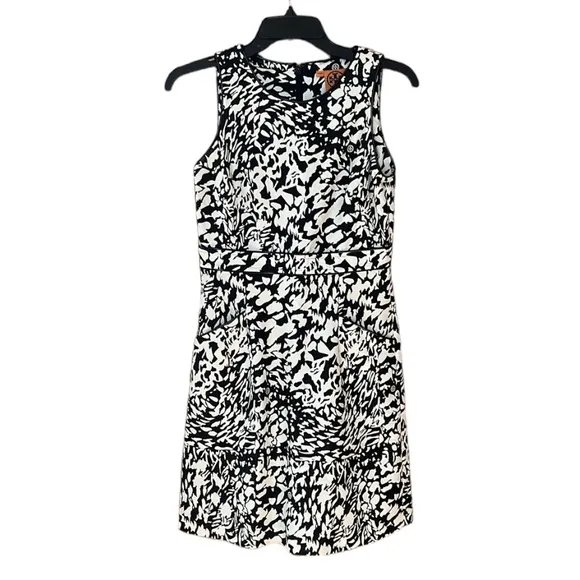 Tory Burch black and white sleeveless print dress, size 2