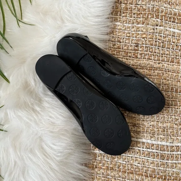Tory Burch Black Patent Leather Reva  Ballet Flats 6.5M