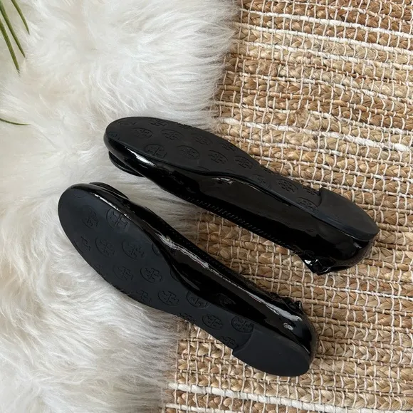 Tory Burch Black Patent Leather Reva  Ballet Flats 6.5M