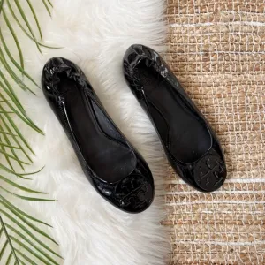 Tory Burch Black Patent Leather Reva  Ballet Flats 6.5M