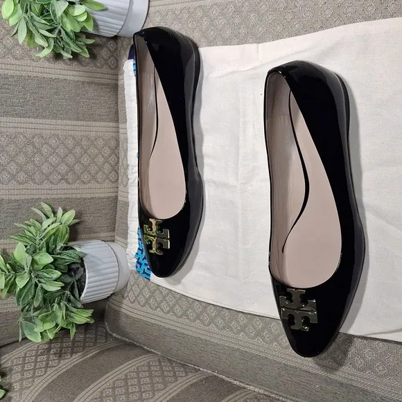 Tory Burch Claire Black Patent Leather Flats