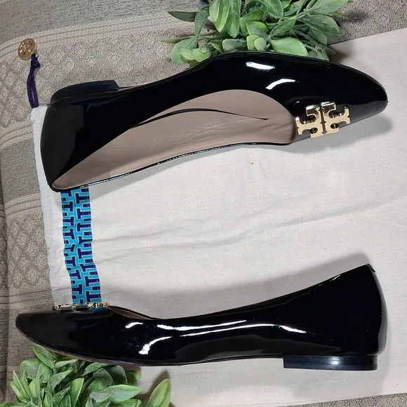 Tory Burch Claire Black Patent Leather Flats