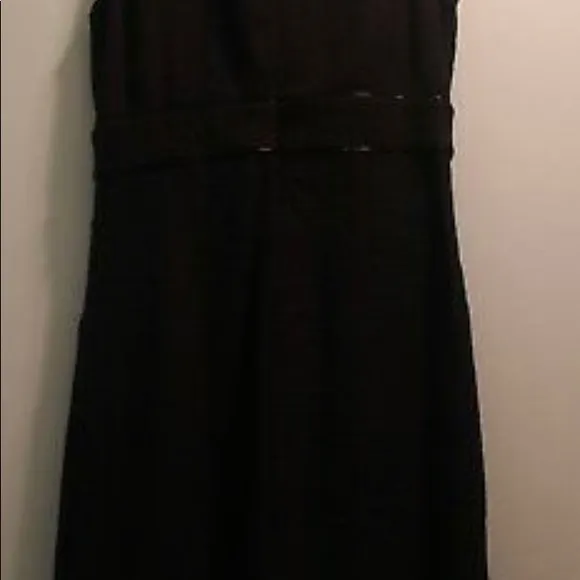 TORY BURCH Dress Black Cotton Tweed Patent Trim
