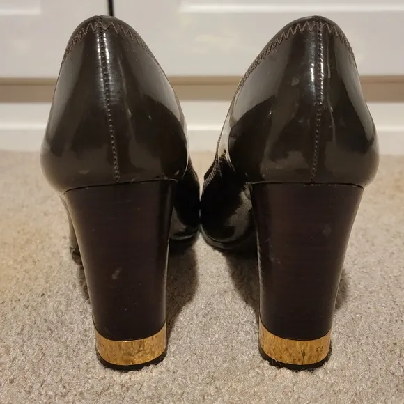 Tory Burch Maddie Brown Patent Leather Pumps Heels Size 8