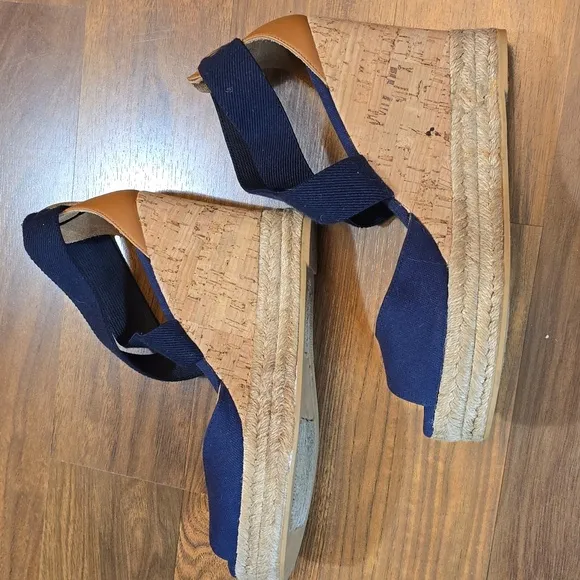Tory Burch Navy Wedge Sandals