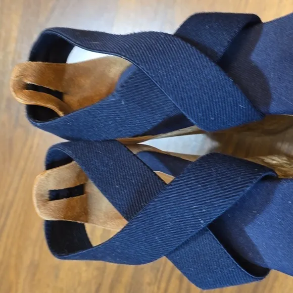 Tory Burch Navy Wedge Sandals