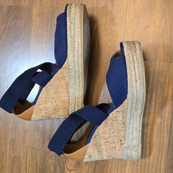 Tory Burch Navy Wedge Sandals