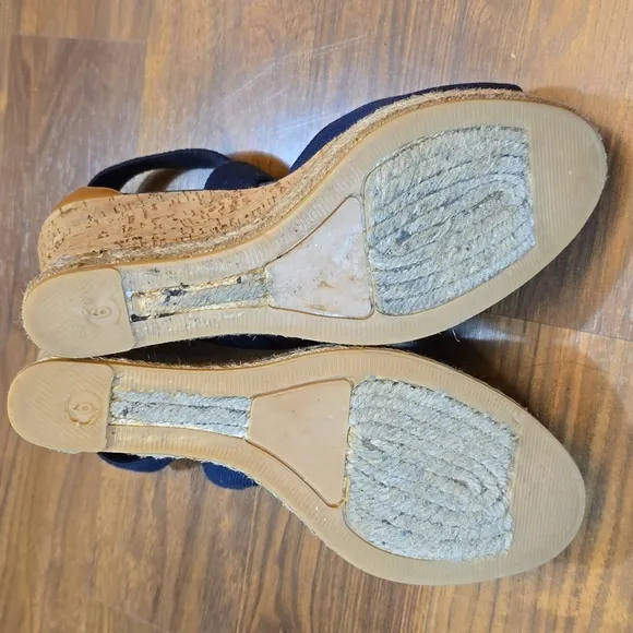 Tory Burch Navy Wedge Sandals