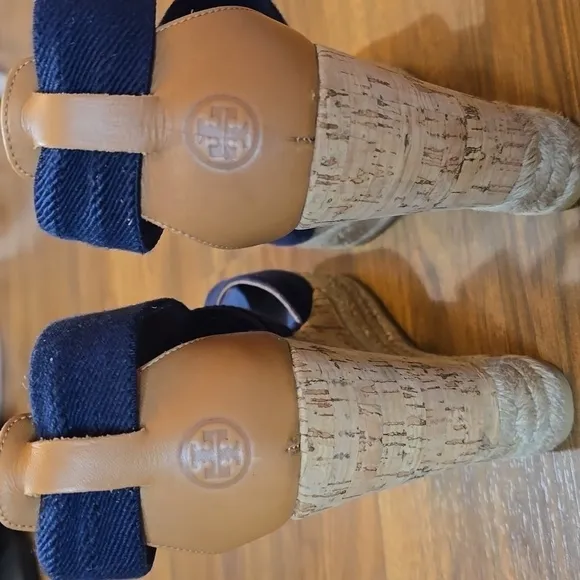 Tory Burch Navy Wedge Sandals