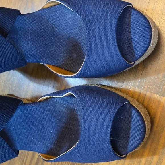 Tory Burch Navy Wedge Sandals