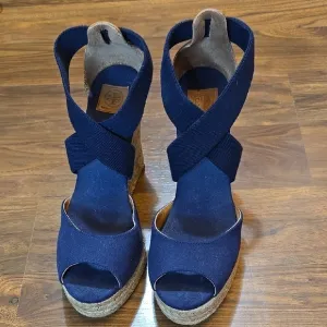 Tory Burch Navy Wedge Sandals