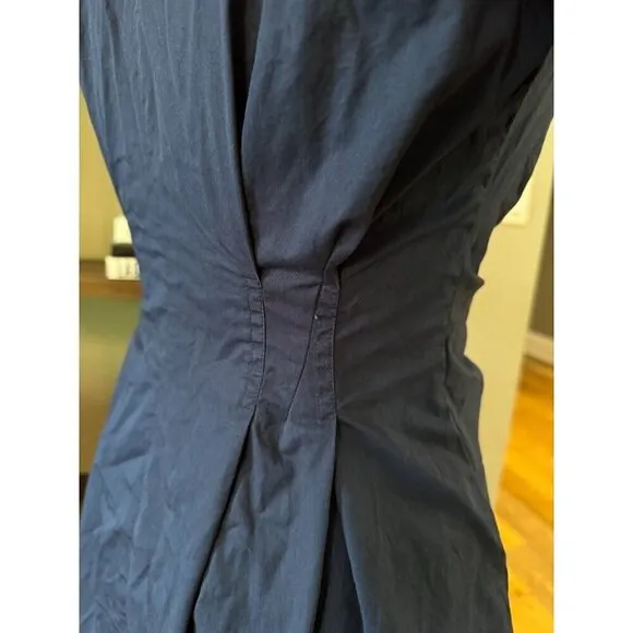 Tory Burch Poplin Wrap Midi Shirtdress Navy Blue Womens Size 0