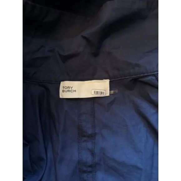 Tory Burch Poplin Wrap Midi Shirtdress Navy Blue Womens Size 0