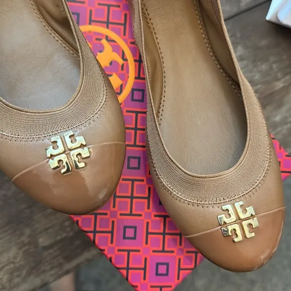 Tory Burch Royal Tan Ballet Flats