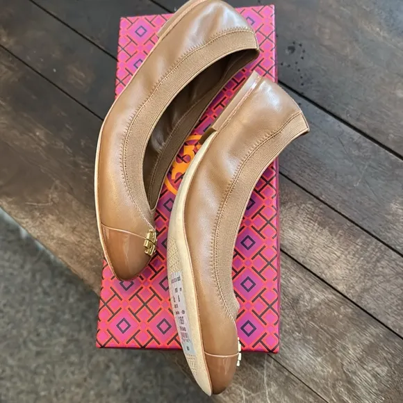 Tory Burch Royal Tan Ballet Flats