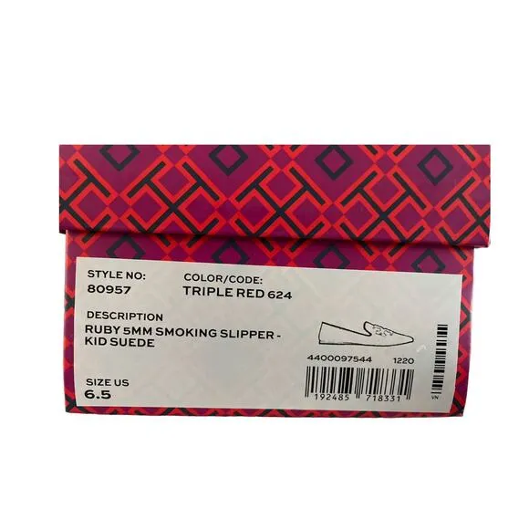 Tory BURCH Ruby Smoking Slipper In Triple Red US 6.5 NIB