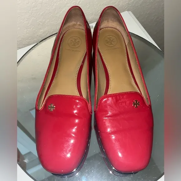 TORY BURCH Shoes Samantha Smoking Slipper Flat SZ8.5M-Liberty Red Patent Leather