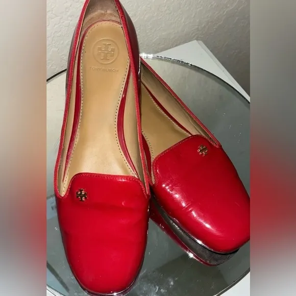 TORY BURCH Shoes Samantha Smoking Slipper Flat SZ8.5M-Liberty Red Patent Leather