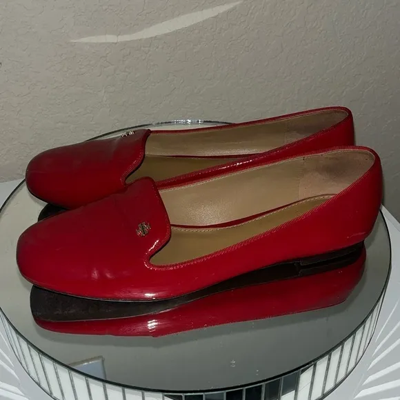 TORY BURCH Shoes Samantha Smoking Slipper Flat SZ8.5M-Liberty Red Patent Leather