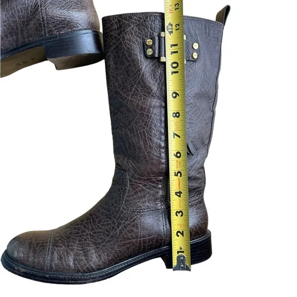 Tory Burch Stowe Leather Boots With Gold Accent Mid Size 10M