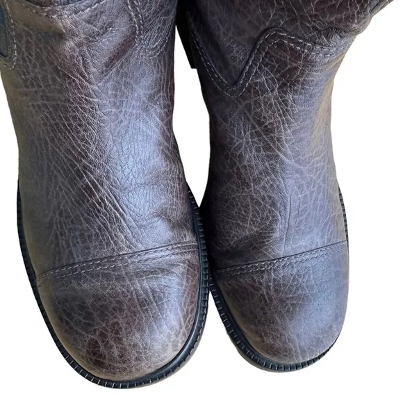 Tory Burch Stowe Leather Boots With Gold Accent Mid Size 10M