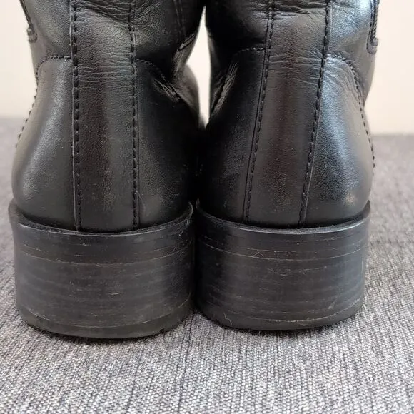 Tory Burch Tall Black Leather Combat Boots Sz 6