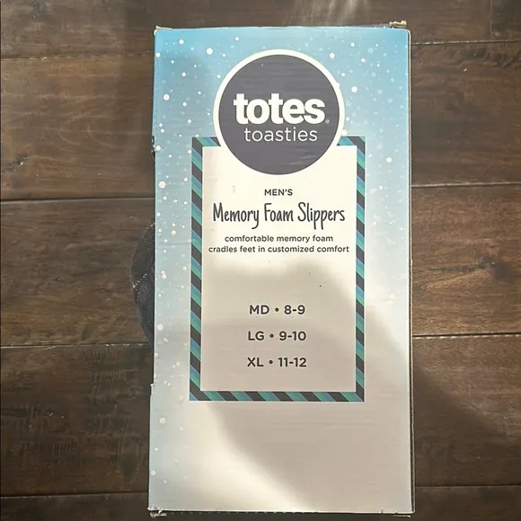 Totes Toasties Men's Memory Foam Slippers - Blue and Gray