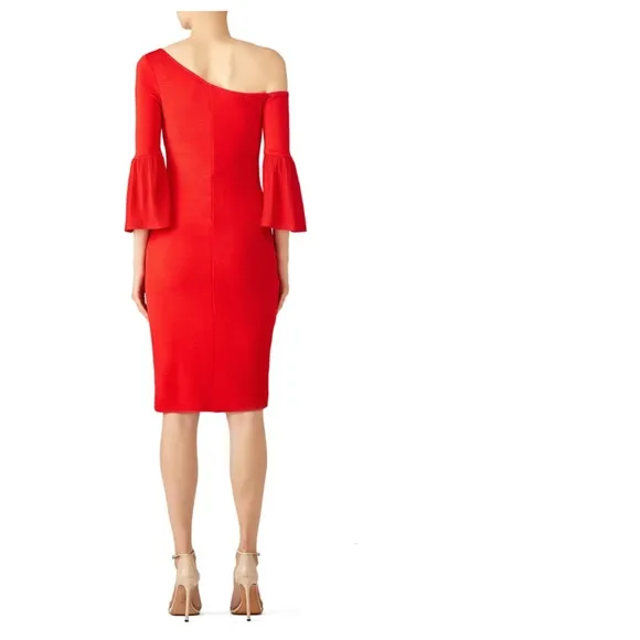 Trina Turk Slimming Red Ollie Dress: Sz 8: Off Shoulder~long sleeve !
