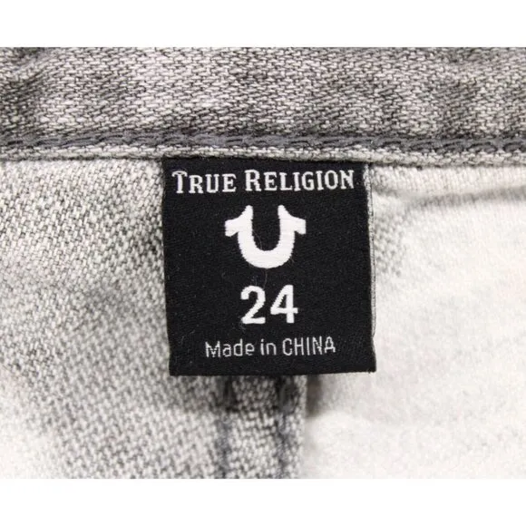 True Religion Distressed Cameron Acid Wash Grunge Slim Boyfriend Jeans 24x29