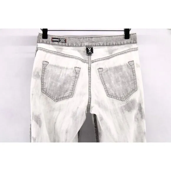 True Religion Distressed Cameron Acid Wash Grunge Slim Boyfriend Jeans 24x29