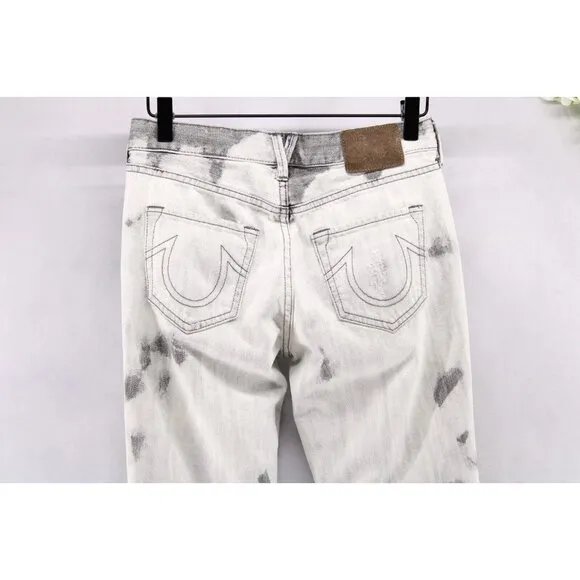 True Religion Distressed Cameron Acid Wash Grunge Slim Boyfriend Jeans 24x29