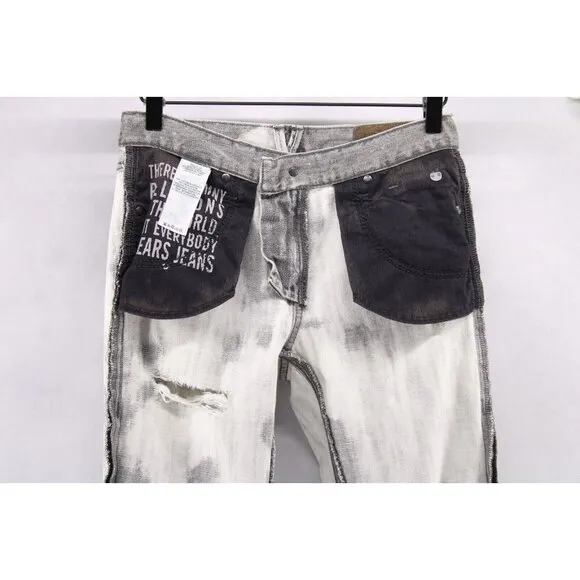True Religion Distressed Cameron Acid Wash Grunge Slim Boyfriend Jeans 24x29