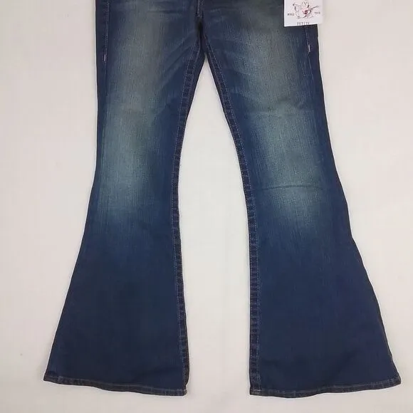 True Religion Womens Jeans‎ Sz 29 Blue Carrie Petite Flare Mid Rise Slim Fit