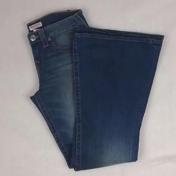 True Religion Womens Jeans‎ Sz 29 Blue Carrie Petite Flare Mid Rise Slim Fit