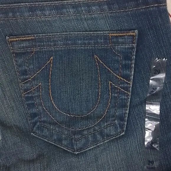 True Religion Womens Jeans‎ Sz 29 Blue Carrie Petite Flare Mid Rise Slim Fit