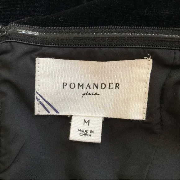 Tuckernuck Pomander Place Elise Black Velvet Off The Shoulder Midi Dress, Size M