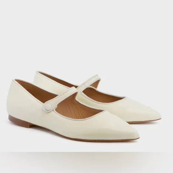 TUCKERNUCK SHOES Ivory Patent Jane Flats New in Box size 7