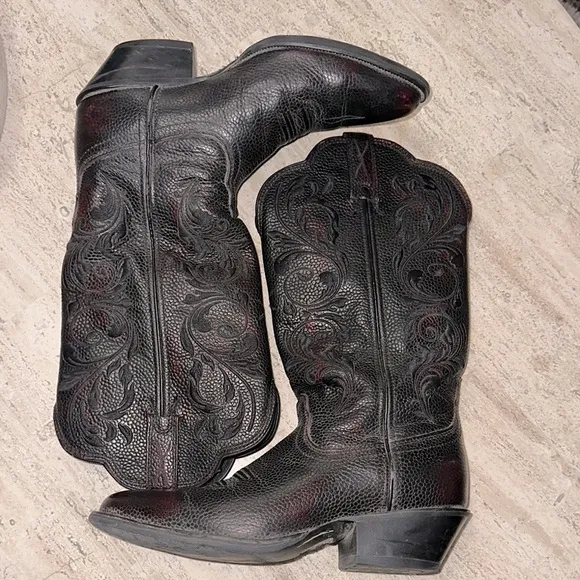TWISTED X 12&quot; WESTERN BOOT Style WWT0034 Embroidered Leather Black/Hint Red Sz 6