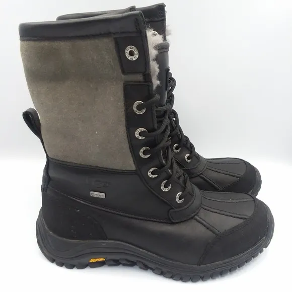 UGG Adirondack II Event Waterproof Boots Vibram Sole Black Gray 1906 Women's 7