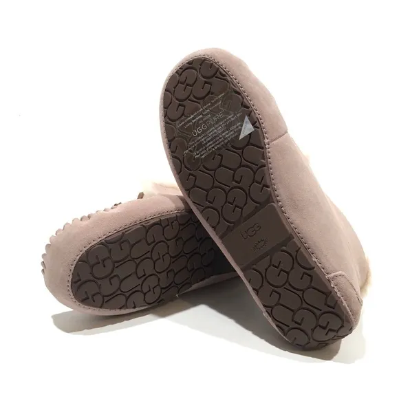 UGG Alena Sheepskin Lined Slippers -Dusk Pink Suede -Big Kids US 3 -NEW