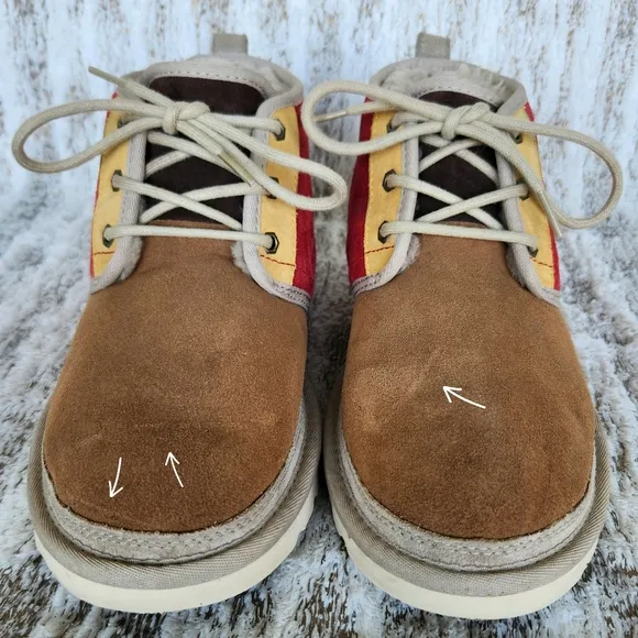 UGG &quot;Neumel Mashup&quot; Suede Leather Chukka Boot Red Tan Yellow | Men's Size 9
