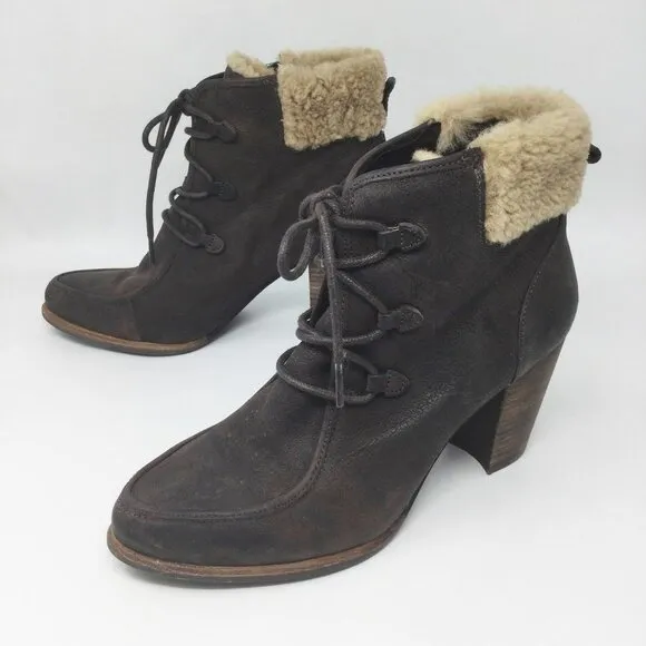 UGG Analise Ankle Boots Leather Sheepskin 10