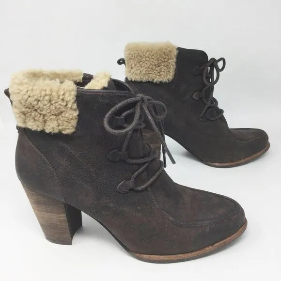 UGG Analise Ankle Boots Leather Sheepskin 10